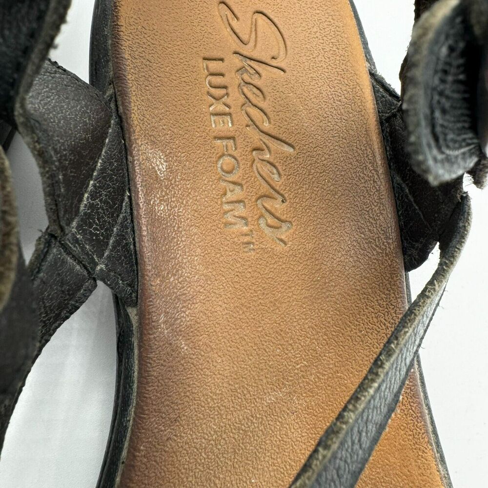 SKECHERS | Women's 8 Black Strappy Ankle Buckle Dressy Go Luxe Foam Sandals‎ - Picture 5 of 8